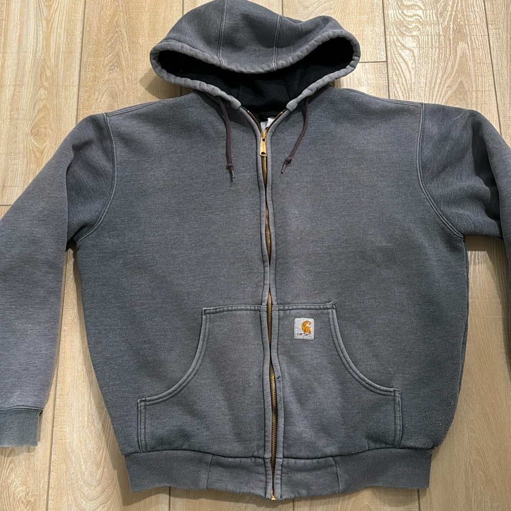 COPY - Carhartt hoodie jacket. Size medium regular. Faded/ used gray.  Mesh lin…